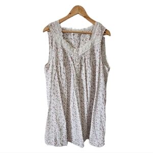 Eileen West Floral Cotton Nightgown - Pink and White